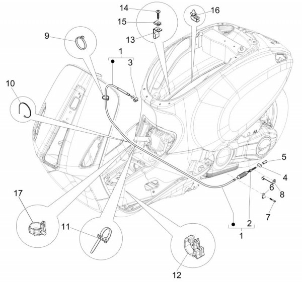 Bowdenzüge Bowdenzüge - Vespa Sprint 50ccm 4T 3V AC 2017- ZAPCA0201