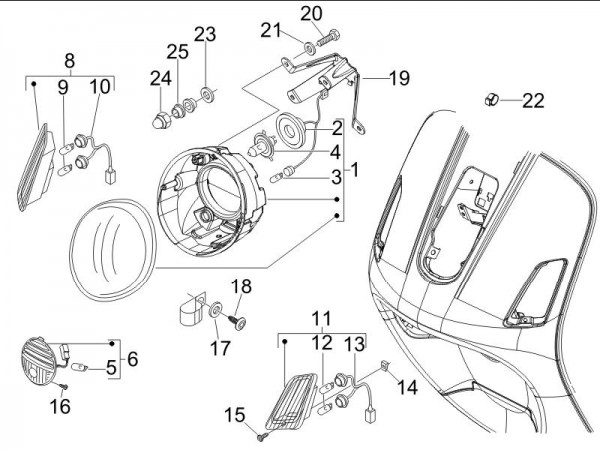 Elektrische Anlage Scheinwerfer - Vespa GT 250ccm 4T LC 2006- ZAPM45102