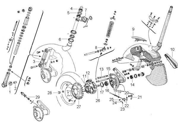 Radaufhängung Steuerrohr - Vespa Vespa 150 150ccm 2T AC 1955-1956 VL2T