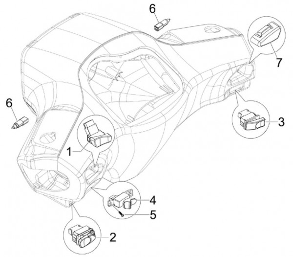 Elektrische Anlage Schalter - Vespa S 50ccm 2T AC 2007- ZAPC38402