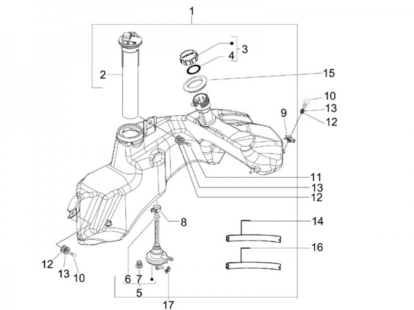 Fahrgestell Benzintank - Vespa GT 125ccm 4T LC 2006- ZAPM31100