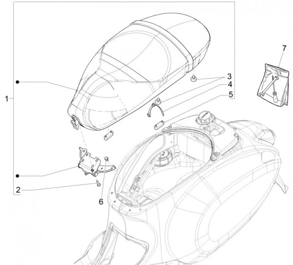 Fahrgestell Sitz - Vespa Sprint 125ccm 4T 3V AC 2017- ZAPMA1300