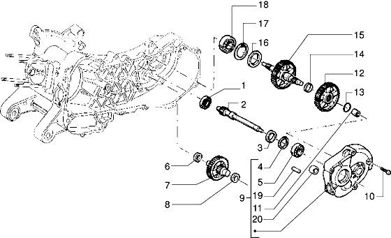 Motor Getriebe - Vespa ET 4 125ccm 4T AC 1996- ZAPM0400000001001