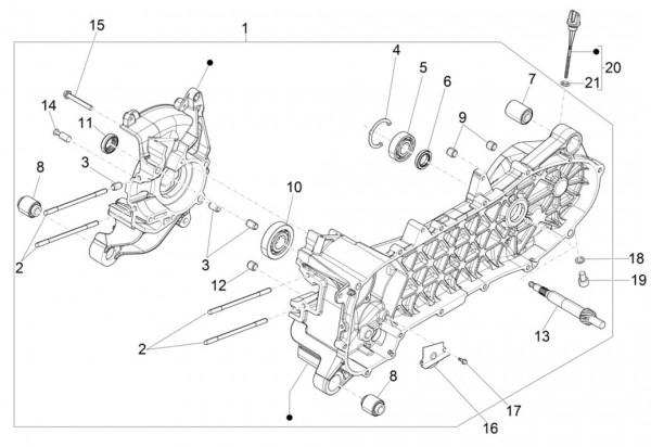 Motor Kurbelgehäuse - Vespa Sprint 50ccm 4T 3V AC 2017- ZAPCA0201