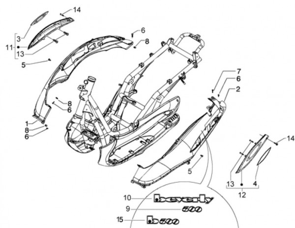 Fahrgestell Seitenverkleidungen - Piaggio Beverly 500ccm 4T LC 2004- ZAPM34100