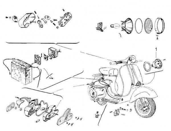 Elektrische Anlage Scheinwerfer - Vespa Vespa 125 125ccm 2T AC 1960- VNS2T