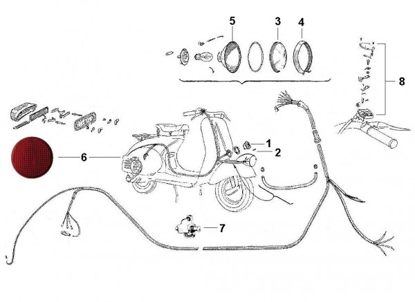 Elektrische Anlage Scheinwerfer - Vespa Vespa 125 125ccm 2T AC 1948-1950 V1T