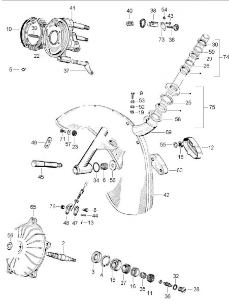 Radaufhängung Steuerrohr - Vespa Vespa 90 90ccm 2T AC 1965- V9SS1