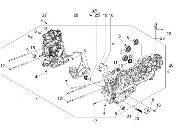 Motor Kurbelgehäuse - Vespa GT 250ccm 4T LC 2006- ZAPM45102