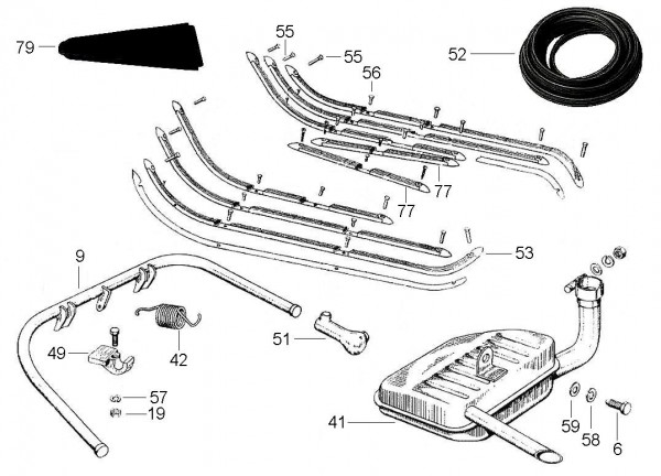 Fahrgestell Fußraumabdeckungen - Vespa Vespa 125 125ccm 2T AC 1961-1962 VNB3T