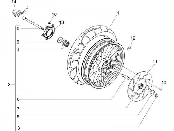 Radaufhängung Vorderrad - Piaggio Beverly 125ccm 4T LC 2007- ZAPM28900