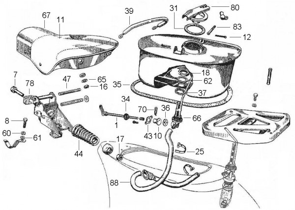 Fahrgestell Benzintank - Vespa Vespa 125 125ccm 2T AC 1961-1962 VNB3T