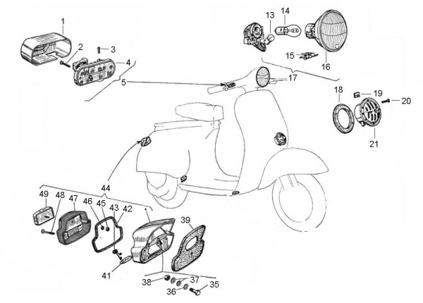 Elektrische Anlage Scheinwerfer - Vespa Vespa 50 50ccm 2T AC 1963- V5A1T