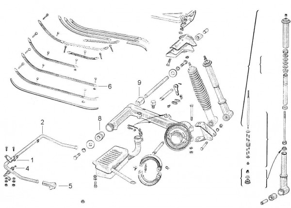 Fahrgestell Fußraumabdeckungen - Vespa Vespa 150 150ccm 2T AC 1955- VL1T