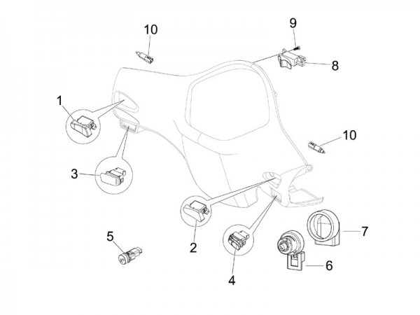 Elektrische Anlage Schalter - Vespa GT 125ccm 4T LC 2006- ZAPM31100