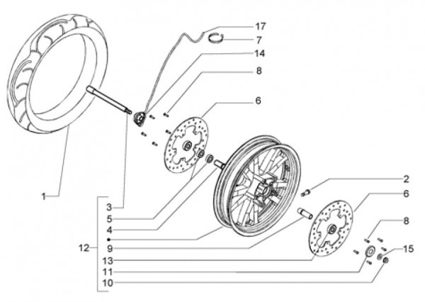 Radaufhängung Vorderrad - Piaggio Beverly 500ccm 4T LC 2003- ZAPM34100
