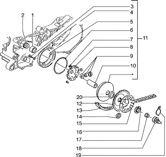 Motor treibende Riemenscheibe - Piaggio TPH 50ccm 2T AC 2000- TEC 2 T 00001001
