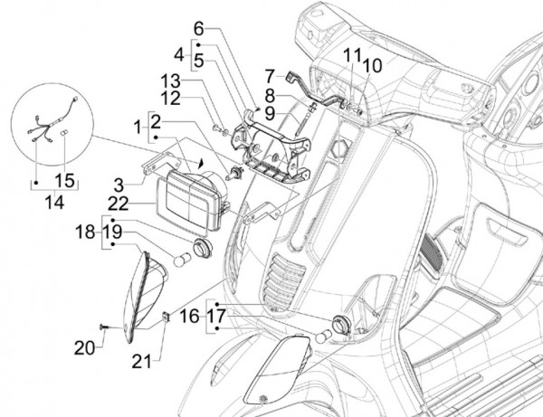 Elektrische Anlage Scheinwerfer - Vespa S 50ccm 4T 2V AC 2010- ZAPC38901