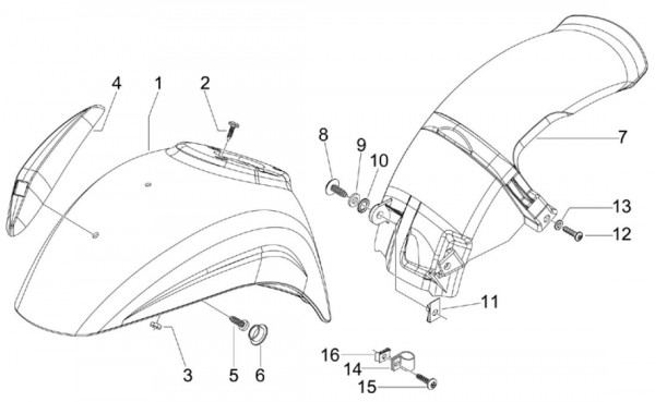 Fahrgestell Kotflügel - Vespa S 50ccm 2T AC 2007- ZAPC38402