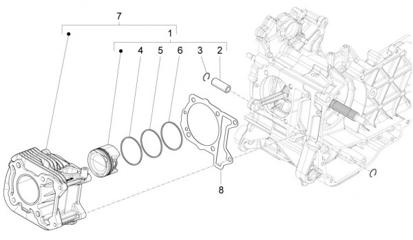 Motor Zylinder - Vespa Sprint 50ccm 4T 3V AC 2017- ZAPCA0101