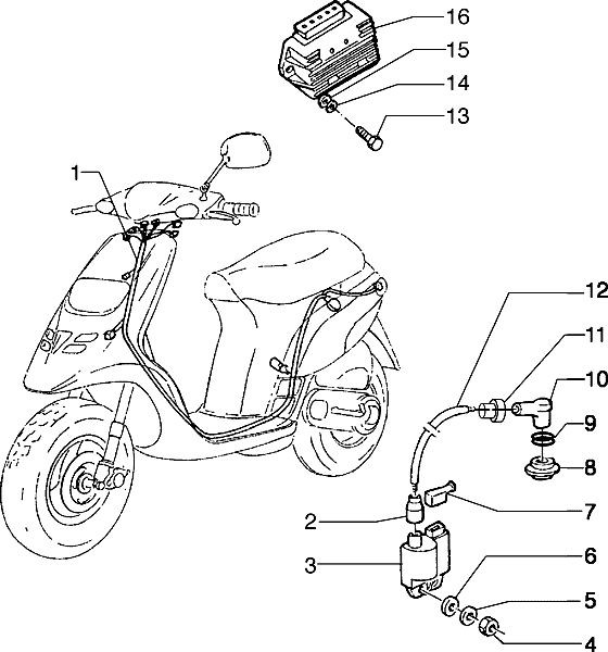 Elektrische Anlage Kabelbaum - Piaggio TPH 50ccm 2T AC 1994- TEC 1 T 00001001