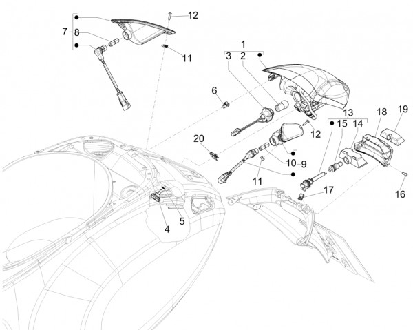 Elektrische Anlage Rücklicht - Vespa Sprint 150ccm 4T 3V AC 2017- ZAPMA1400