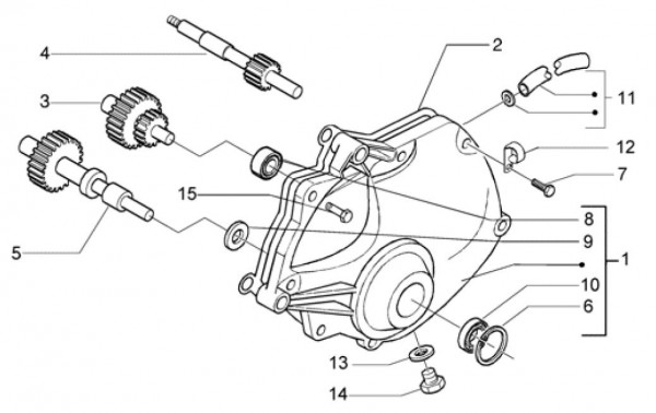 Motor Getriebe - Piaggio Beverly 500ccm 4T LC 2004- ZAPM34100