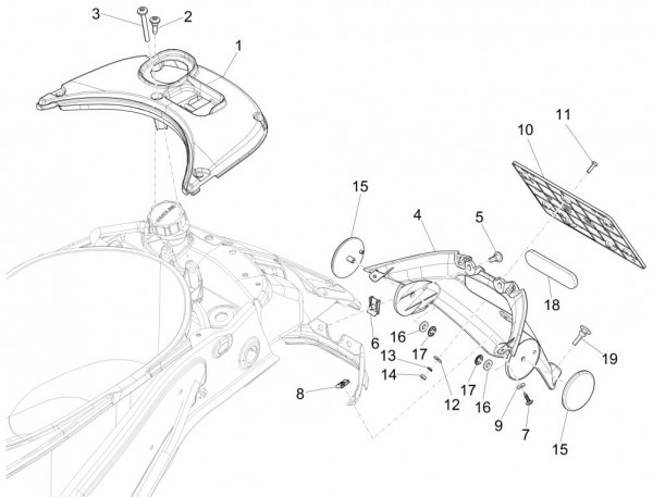 Fahrgestell Kennzeichenträger - Vespa Sprint 50ccm 4T 3V AC 2017- ZAPCA0101