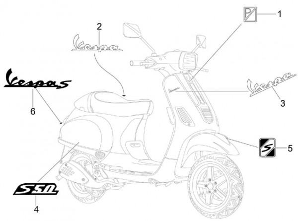 Fahrgestell Dekore - Vespa S 50ccm 2T AC 2007- ZAPC38402