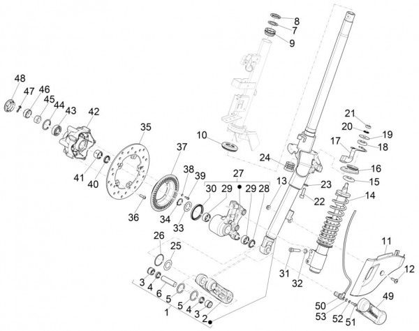 Radaufhängung Vorderradgabel - Vespa Sprint 125ccm 4T 3V AC 2017- ZAPMA1300