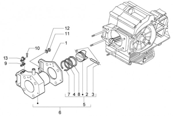 Motor Zylinder - Piaggio Beverly 500ccm 4T LC 2003- ZAPM34100