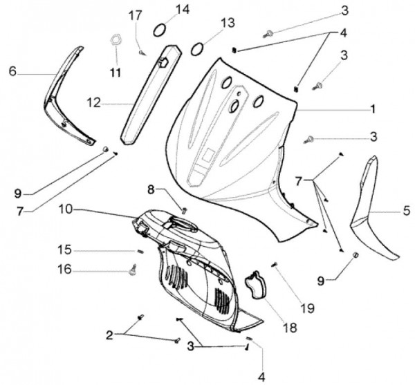 Fahrgestell Frontschild - Piaggio Beverly 500ccm 4T LC 2003- ZAPM34100