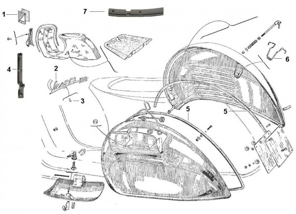 Fahrgestell Seitenverkleidungen - Vespa Vespa 125 125ccm 2T AC 1948-1950 V1T