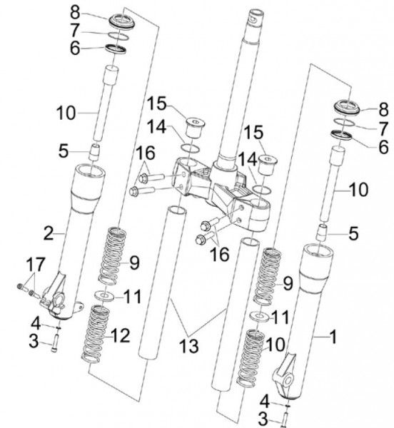 Radaufhängung Gabelkomponenten Kayaba - Piaggio Beverly 125ccm 4T LC 2007- ZAPM28900