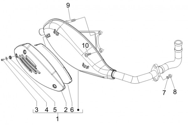 Motor Auspuff - Vespa S 50ccm 2T AC 2007- ZAPC38402
