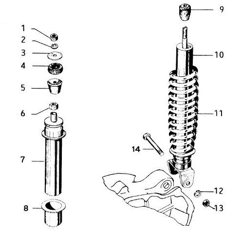 Radaufhängung Stoßdämpfer hinten - Vespa Vespa 50 50ccm 2T AC - V5N1T