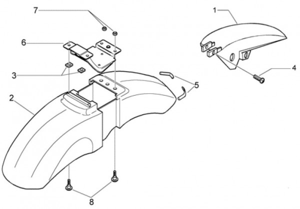 Fahrgestell Kotflügel - Piaggio Beverly 500ccm 4T LC 2004- ZAPM34100