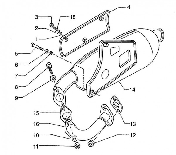 Motor Auspuff - Piaggio TPH 125ccm 2T AC 2003- ZAPM0200000001001