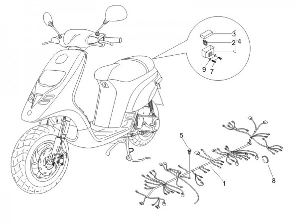 Elektrische Anlage Kabelbaum - Piaggio TPH 50ccm 2T AC 2004-  ZAPC2900002001001, ORIGINAL ERSATZTEILE