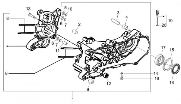 Motor Kurbelgehäuse - Vespa S 50ccm 2T AC 2007- ZAPC38402