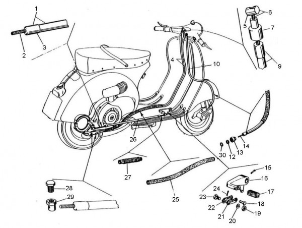 Bowdenzüge Bowdenzüge - Vespa Super Sport 180ccm 2T AC 1965-1968 VSC1T