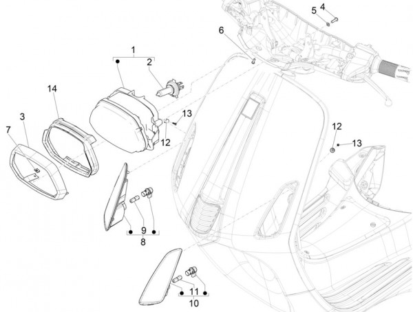 Elektrische Anlage Scheinwerfer - Vespa Sprint 50ccm 4T 3V AC 2017- ZAPCA0101