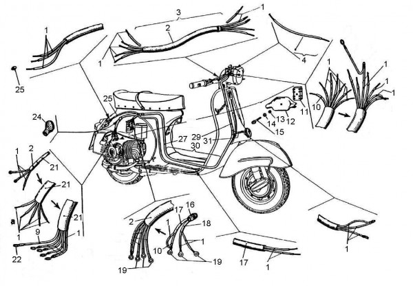 Elektrische Anlage Kabelbaum - Vespa GS 150ccm 2T AC 1956- VS2T