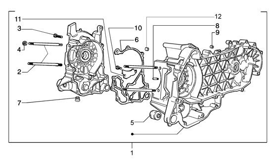 Motor Kurbelgehäuse - Vespa GT 125ccm 4T LC 2003- ZAPM3110000001001