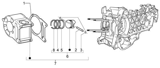Motor Zylinder - Vespa GT 125ccm 4T LC 2003- ZAPM3110000001001