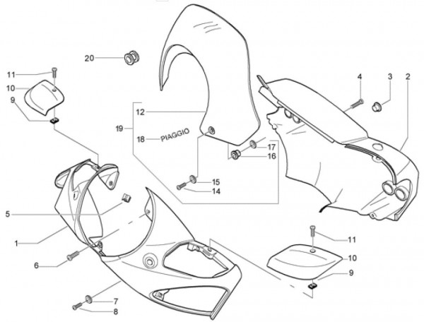 Lenker Lenkerdeckel - Piaggio Beverly 500ccm 4T LC 2003- ZAPM34100