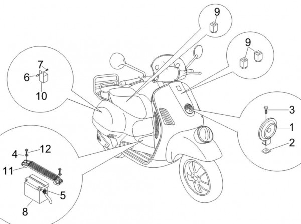 Elektrische Anlage Batterie - Vespa GT 250ccm 4T LC 2006- ZAPM45102