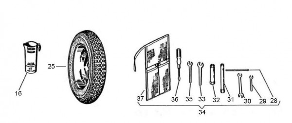 Radaufhängung Ersatzrad - Vespa Super Sport 180ccm 2T AC 1965-1968 VSC1T