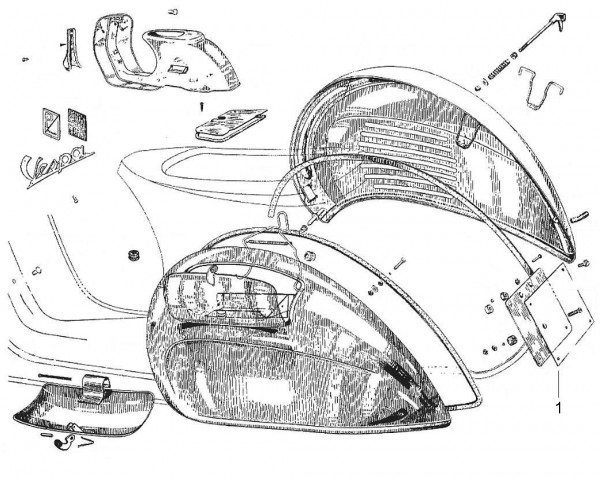 Fahrgestell Seitenverkleidungen - Vespa Vespa 125 125ccm 2T AC 1959- VNS1T