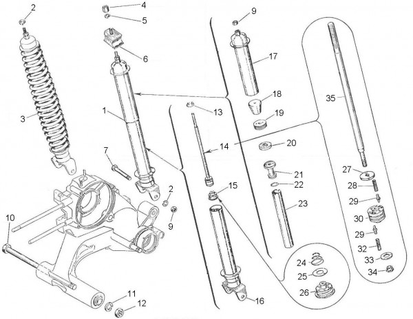 Radaufhängung Stoßdämpfer hinten - Vespa Vespa 150 150ccm 2T AC 1961-1962 VBB1T